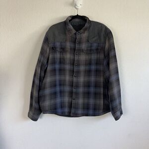 Rustic Ridge Men's Size XL Black Blue Flannel Plaid Sherpa Lined Shacket Jacket